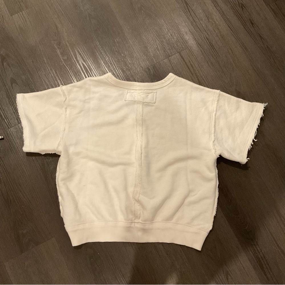 Free People We The Free White V-Neck Short Sleeve Sweater Top - Picture 3 of 3